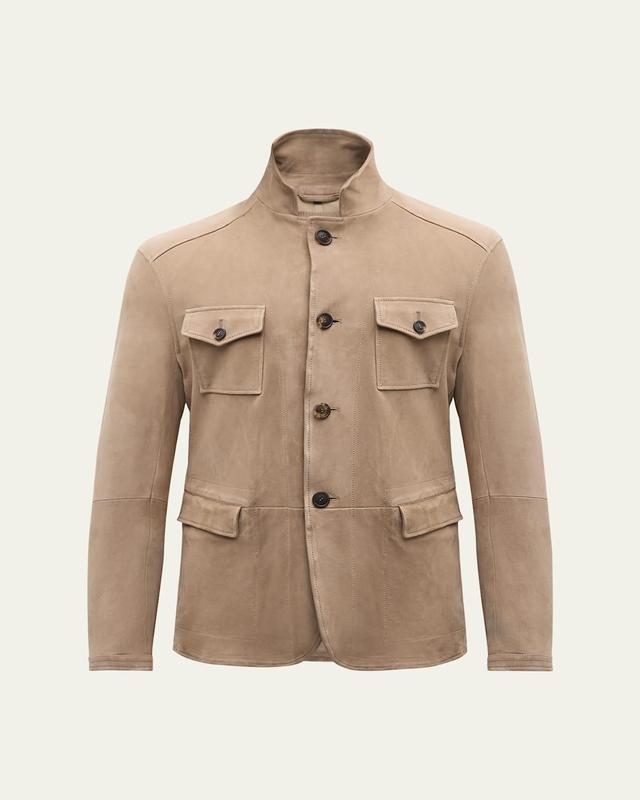 Mens Suede Button-Front Jacket Product Image