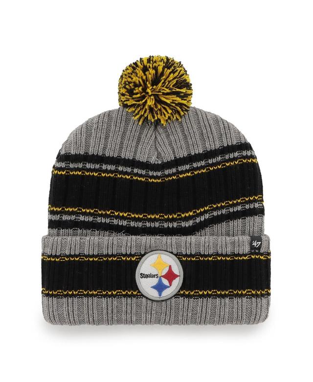 Mens 47 Brand Graphite Pittsburgh Steelers Rexford Cuffed Knit Hat with Pom Product Image