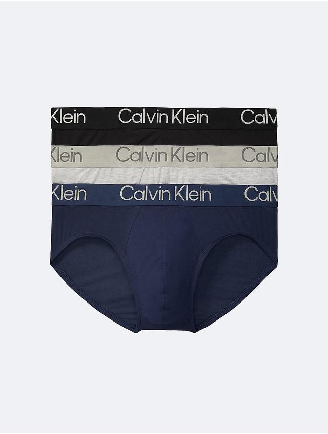 Calvin Klein Mens Ultra-Soft Modern 3-Pack Hip Brief - Blue - XL Product Image