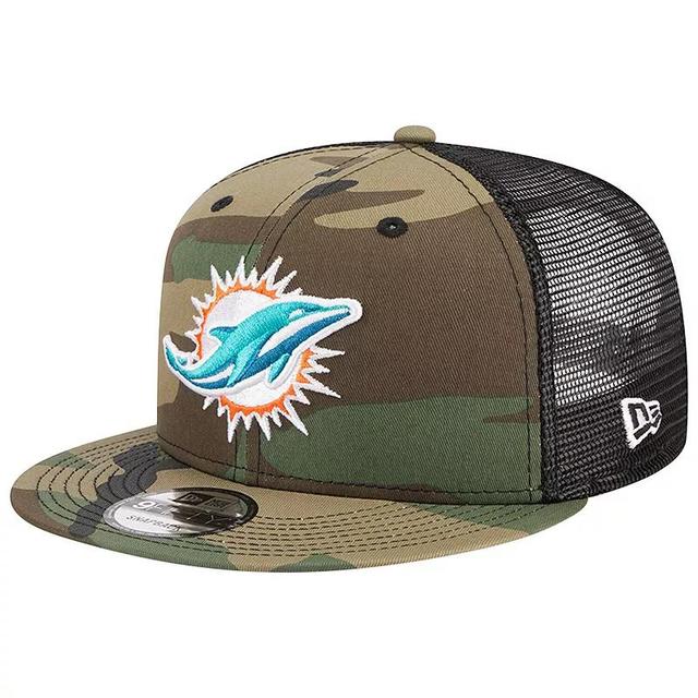 Mens New Era Camo Miami Dolphins Main Trucker 9FIFTY Snapback Hat Product Image