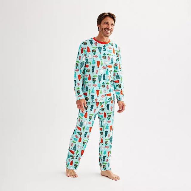 Mens Jammies For Your Families Trees Pajama Top & Pajama Bottoms Set Product Image