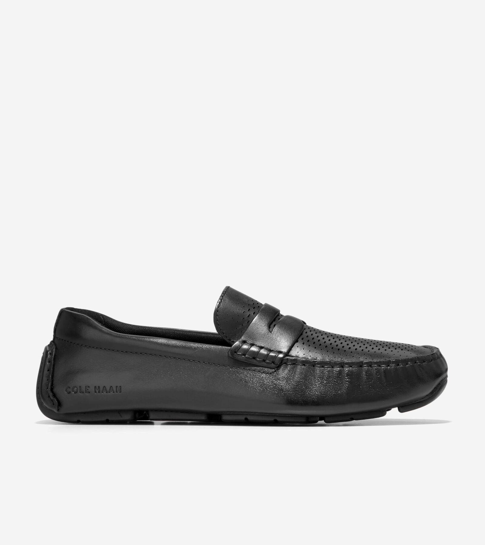 Cole Haan Grand Laser Penny Driver Black) Men's Shoes Product Image