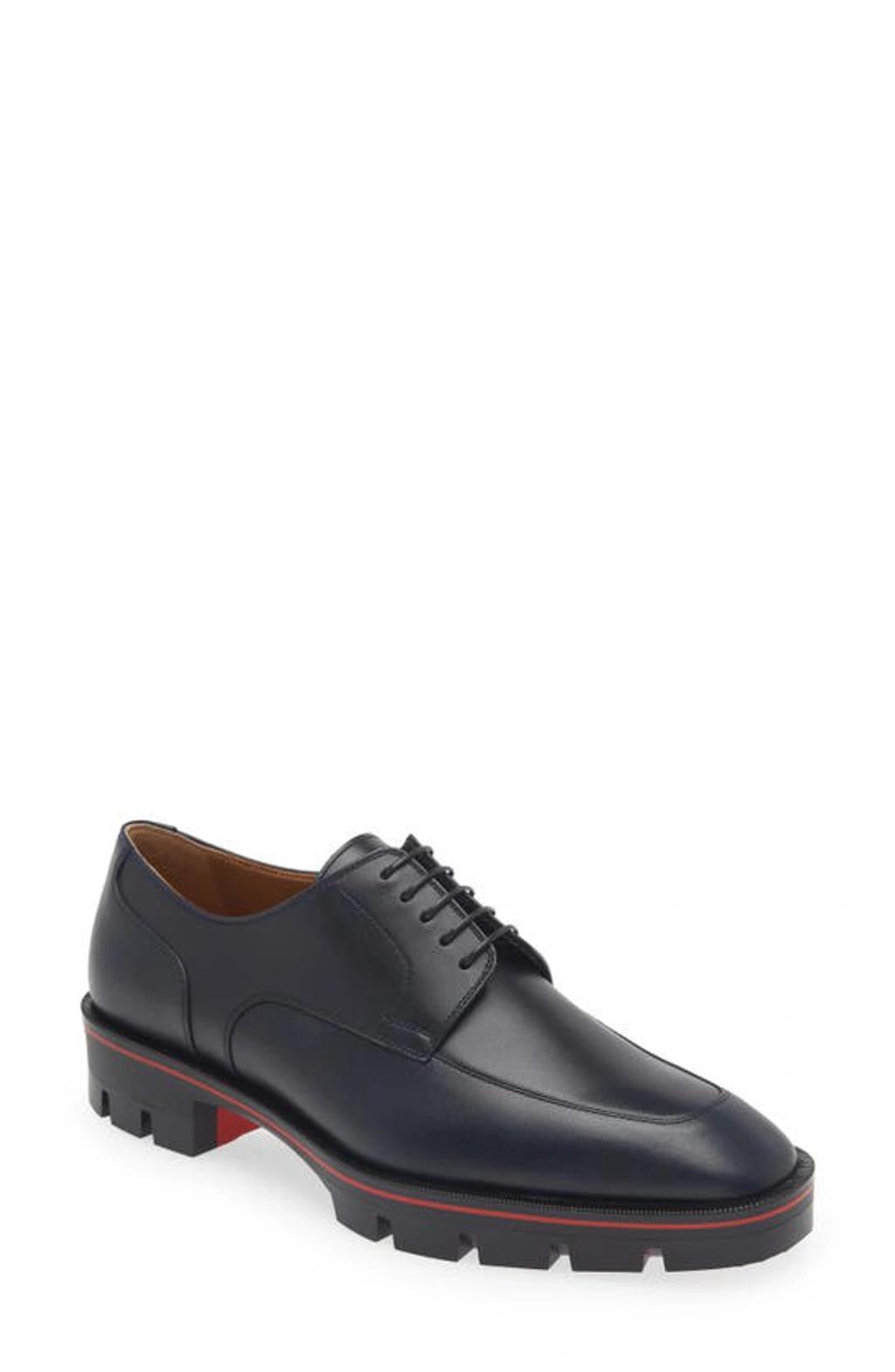 CHRISTIAN LOUBOUTIN Mens Black Davisol Leather Derby Shoes Product Image