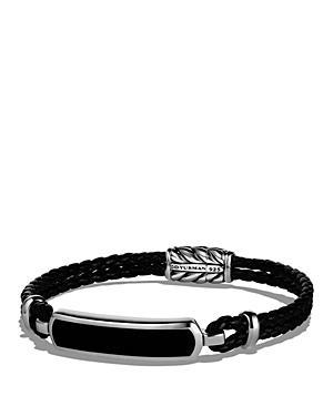 Mens Exotic Stone Bar Station Black Leather Bracelet Product Image