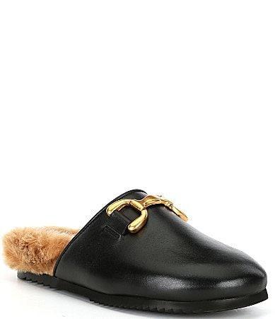 Steve Madden Masin Leather Fur) Women's Slippers Product Image