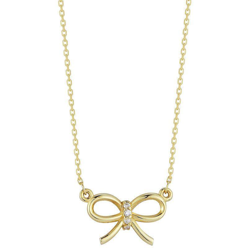 LUMINOR GOLD 14k Gold Diamond Accent Bow Necklace, Womens Yellow Product Image