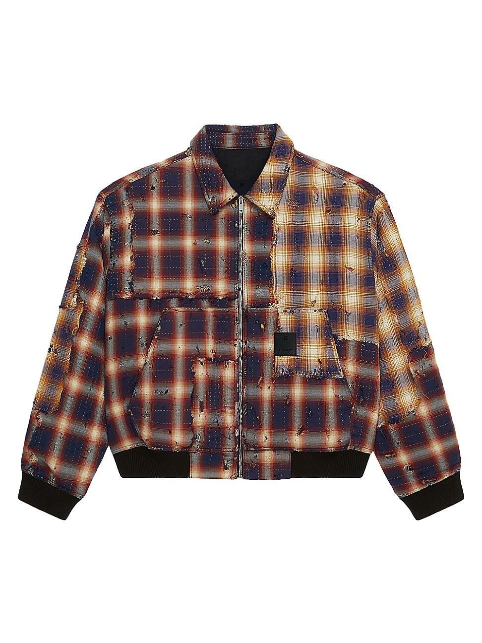 Mens Oversized Jacket In Boro-Effect Destroyed Checked Denim product image