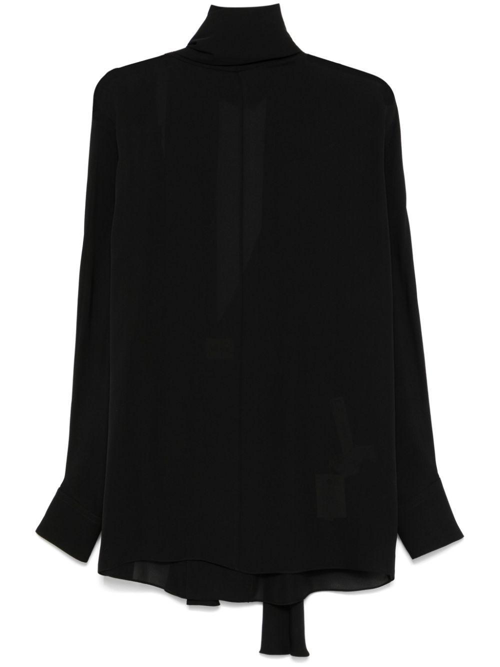 KHAITE Tash Pussy-bow Silk-chiffon Blouse In Black Product Image