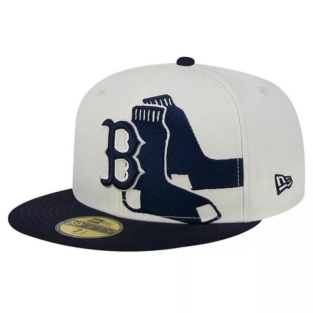 Mens New Era Cream/Navy Boston Red Sox Lonestar 59FIFTY Fitted Hat Product Image