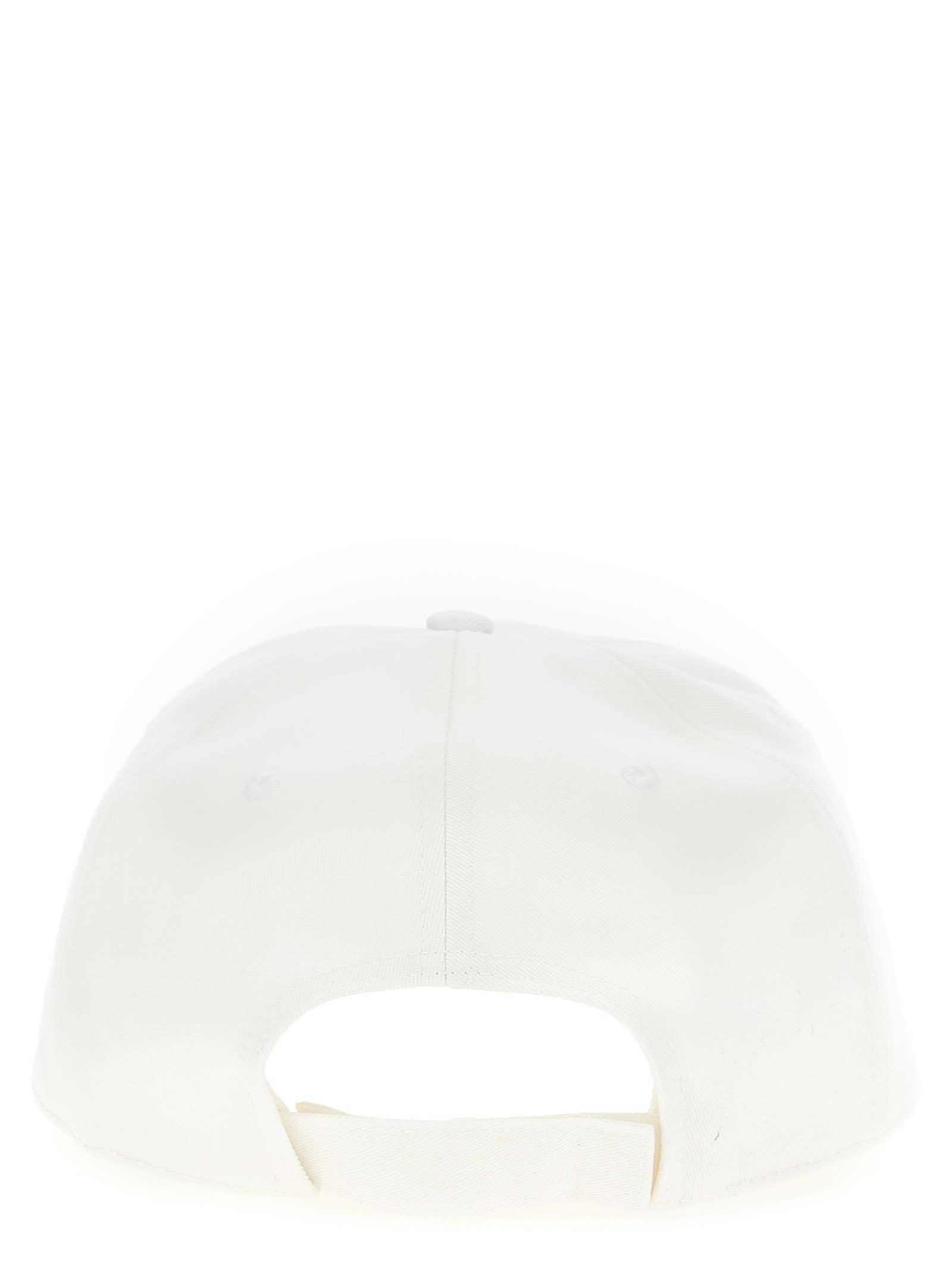 MONCLER Logo Cotton Baseball Cap In White Product Image