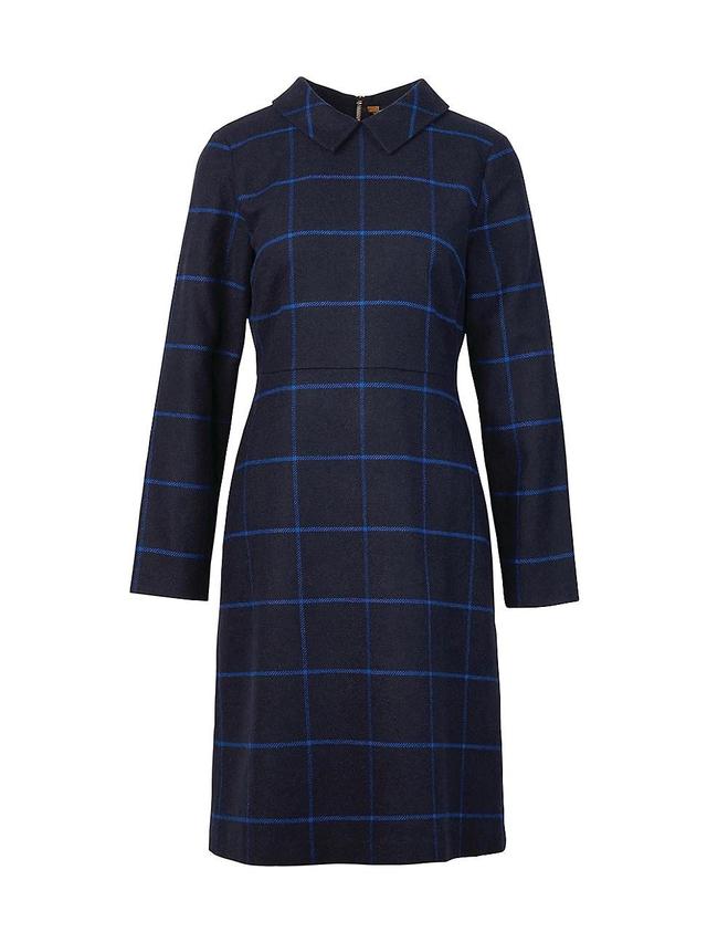 Barbour Marlene Windowpane Plaid Long Sleeve Wool Blend Dress Product Image