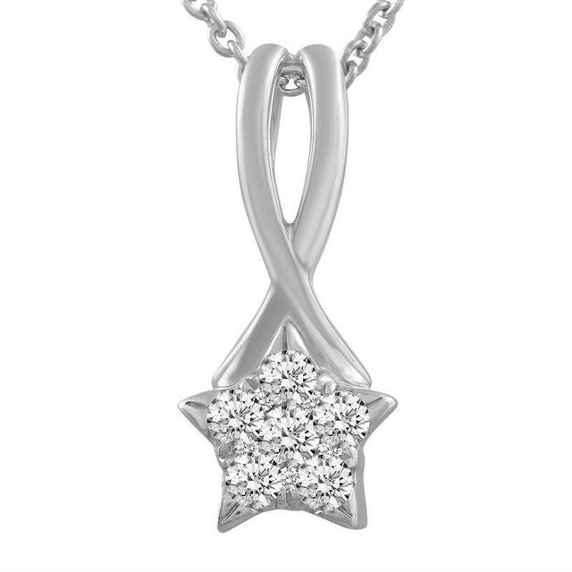 Royal Aura Sterling Silver 1/6 Carat T.W. Diamond Star Pendant Necklace, Womens White Product Image