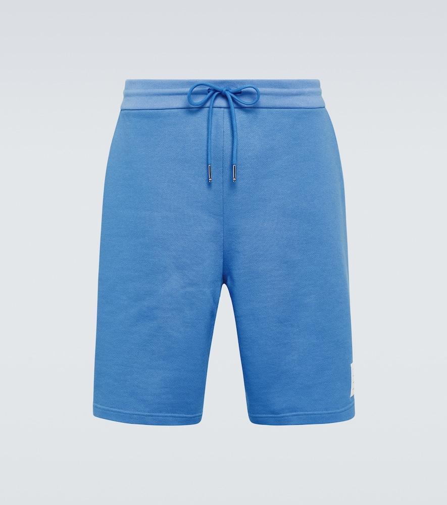 THOM BROWNE Cotton Jersey Shorts In Blue Product Image