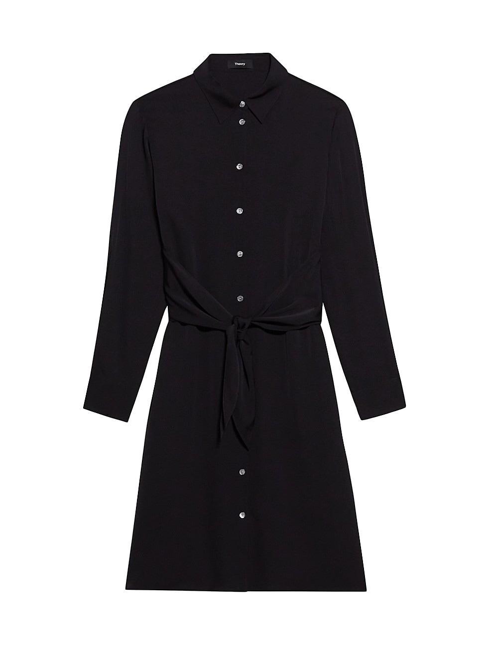 Womens Tie-Front Silk Shirtdress Product Image