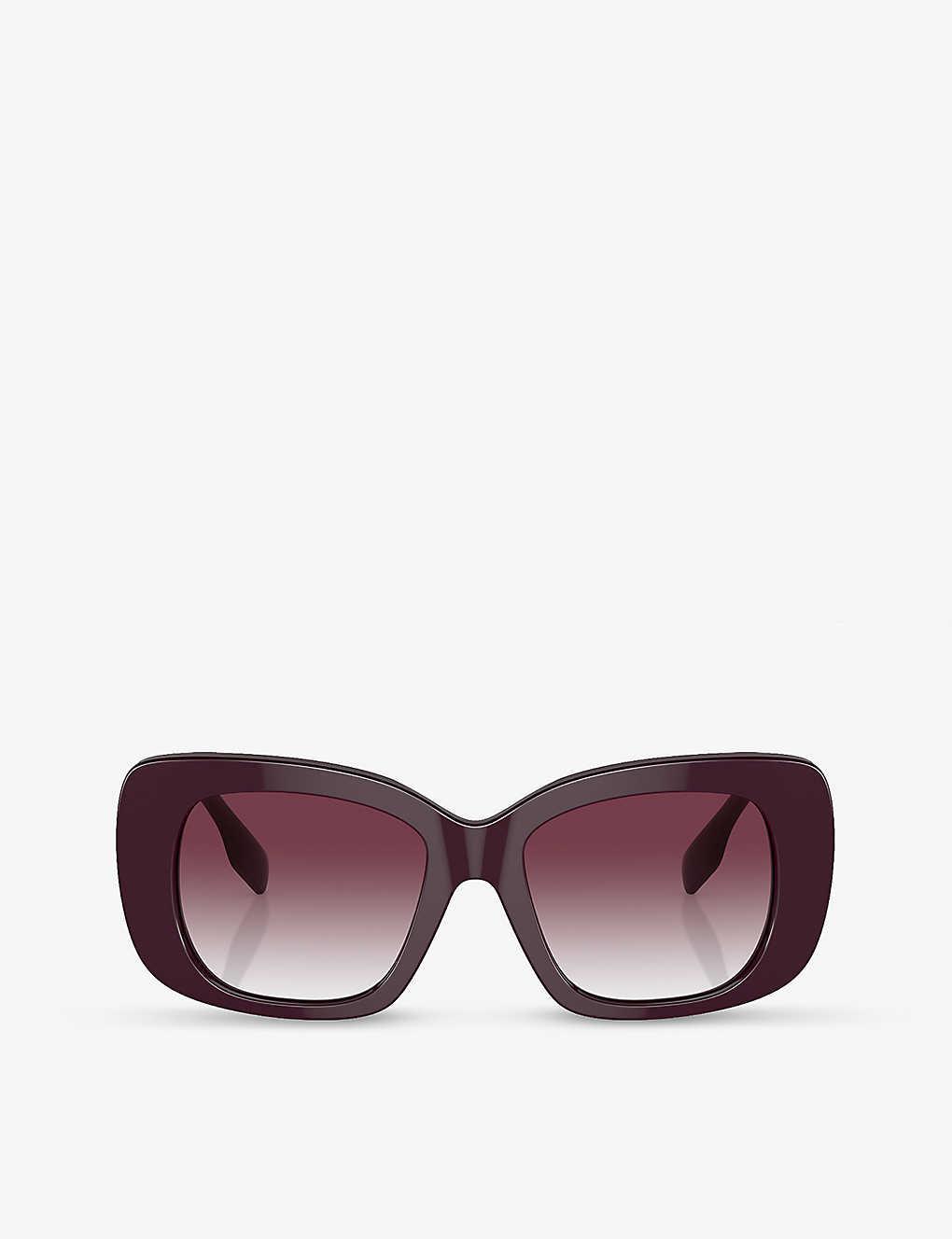 BURBERRY Womens Red Be4410 Square-frame Acetate Sunglasses In Clear Gradient Dark Violet Product Image