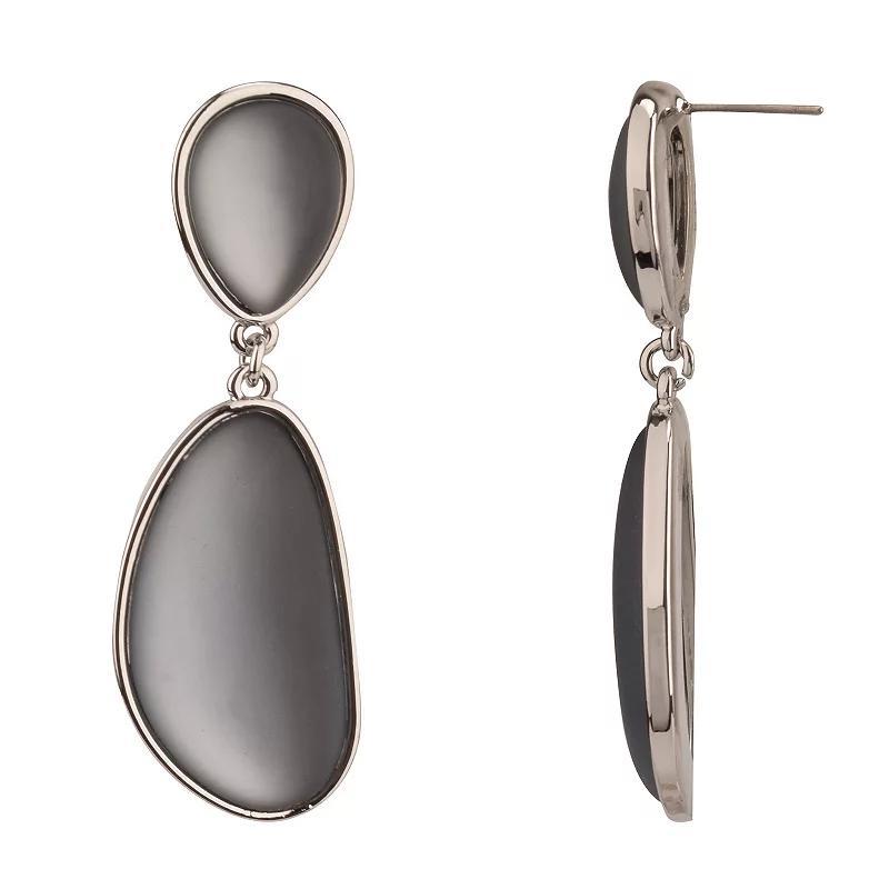 Womens Acrylic Double Drop Earrings, Grey Product Image