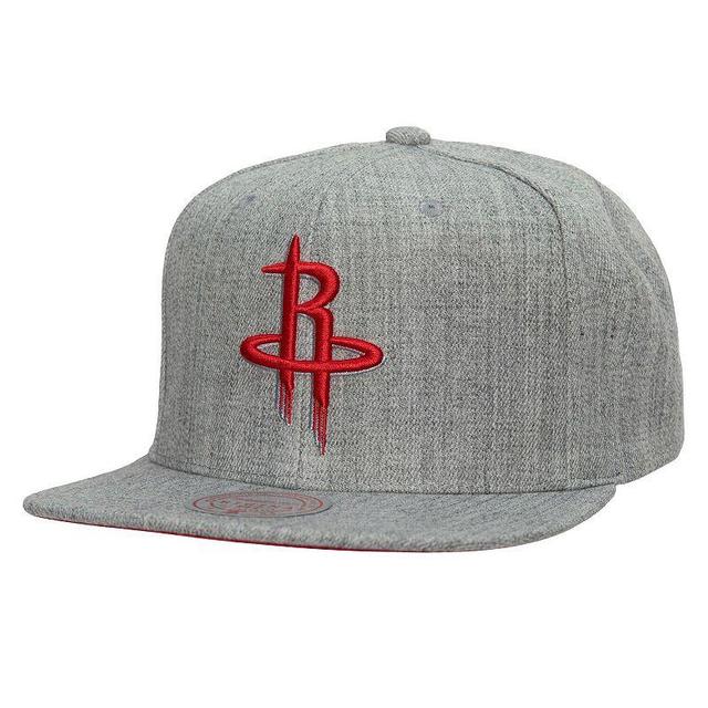 Mens Mitchell & Ness Heather Gray Houston Rockets Hardwood Classics 2.0 Snapback Hat Product Image