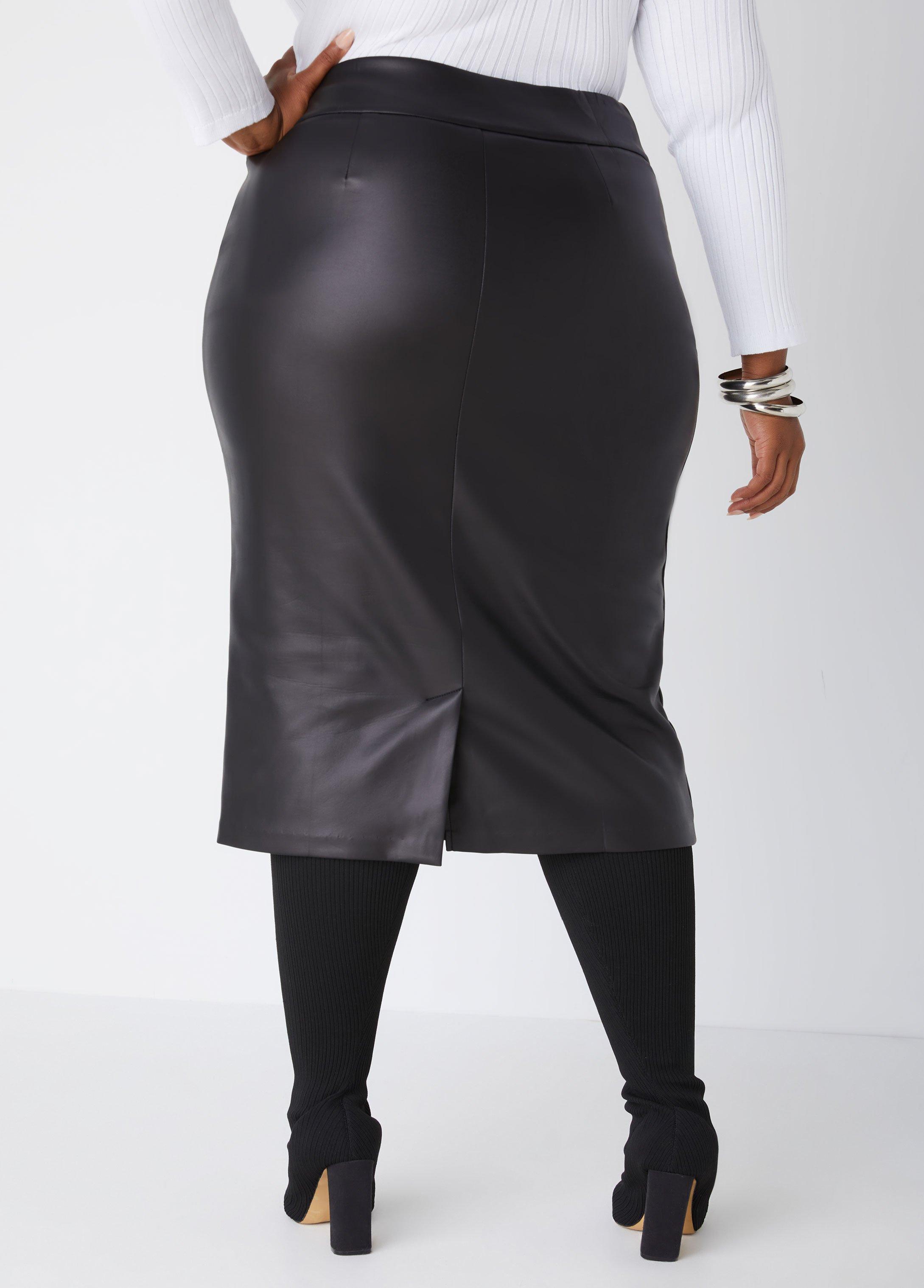 Faux Leather Midi Skirt Product Image