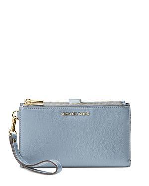 Womens Double Zip Leather Wristlet Product Image