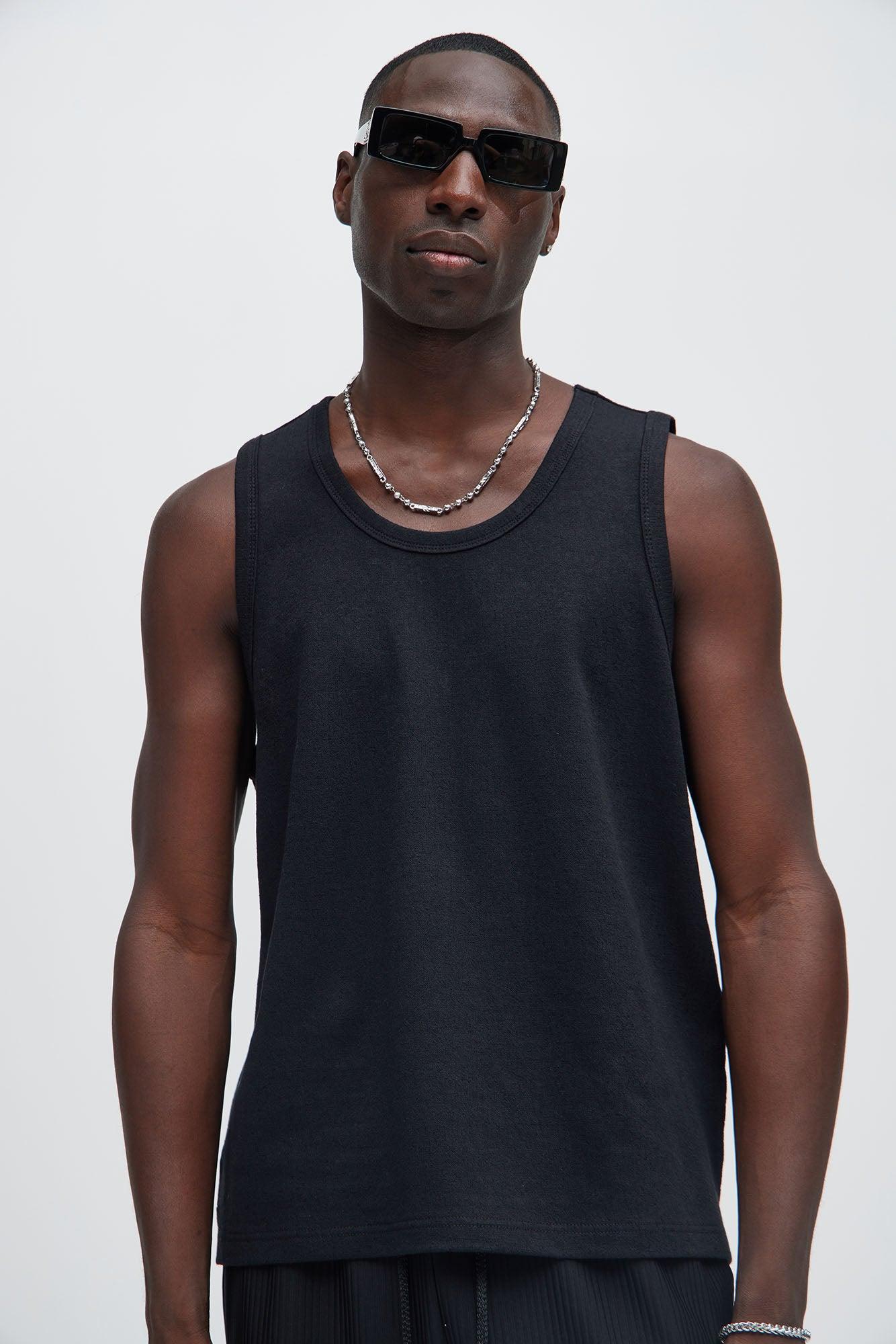 Duval Textured Relaxed Tank - Black Product Image