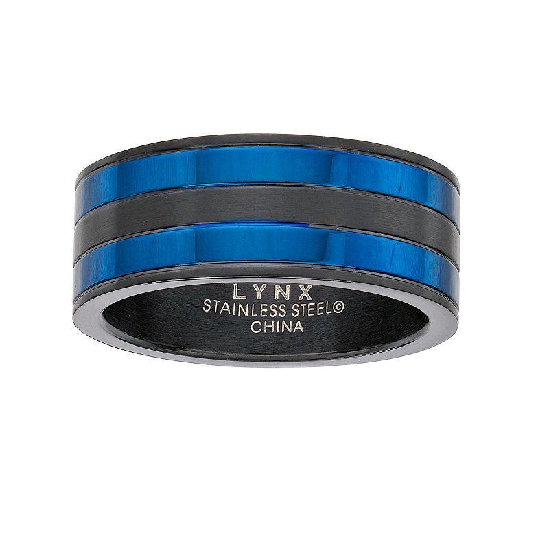 Mens LYNX Black & Blue Ion-Plated Stainless Steel Ring Two Tone Product Image