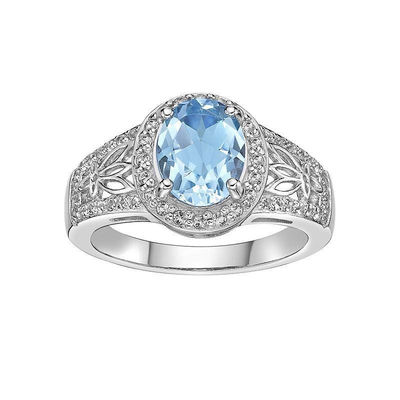 Gemminded Sterling Silver Sky Blue & White Topaz Ring, Womens Product Image