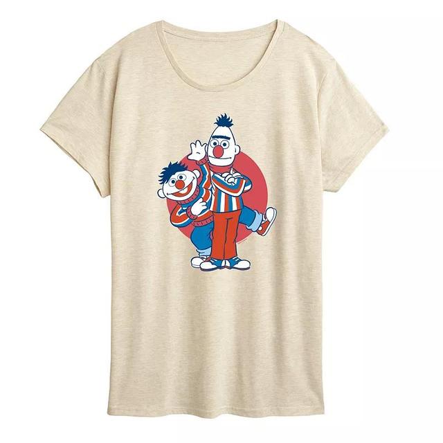 Womens Sesame Street Bert & Ernie USA Graphic Tee Grey Gray Product Image