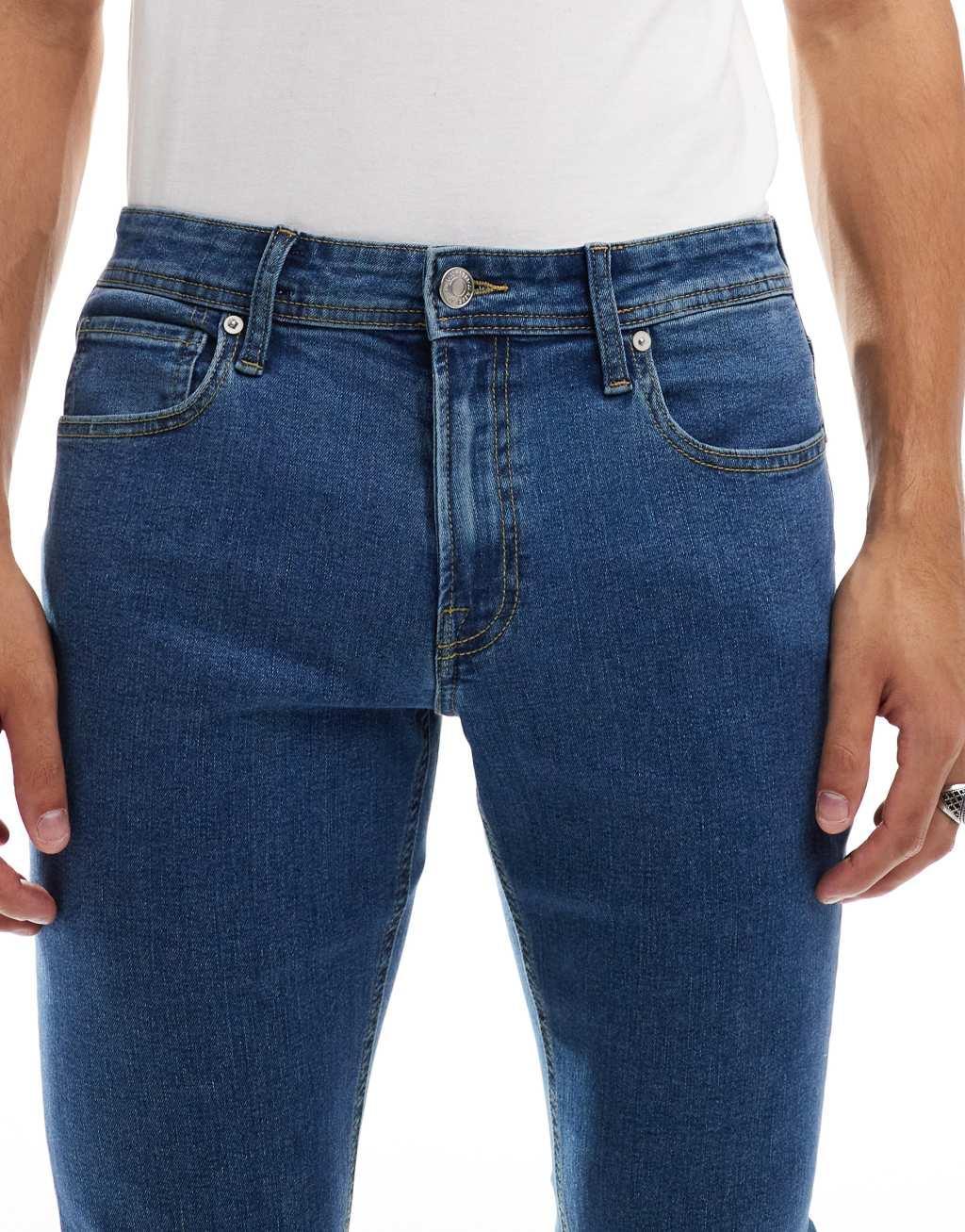 JJ Rebel luke slim fit jeans in mid blue wash  Product Image