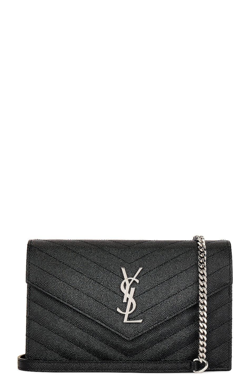 Saint Laurent Cassandra Envelope Chain Wallet Bag in Black Product Image