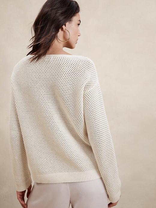 Open-Stitch Bell-Sleeve Sweater Product Image