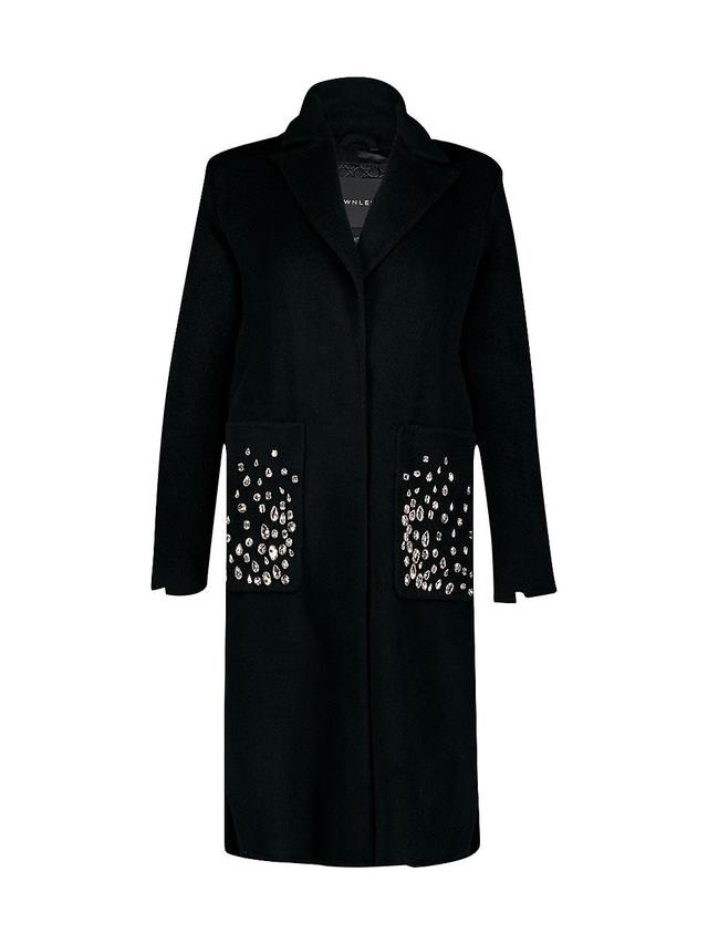 Womens Colette Crystal-Embellished Wool Coat Product Image