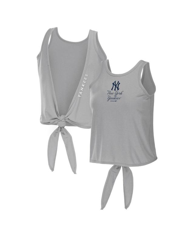 Womens WEAR by Erin Andrews Gray New York Yankees Open Back Twist Tie Tank Top Product Image