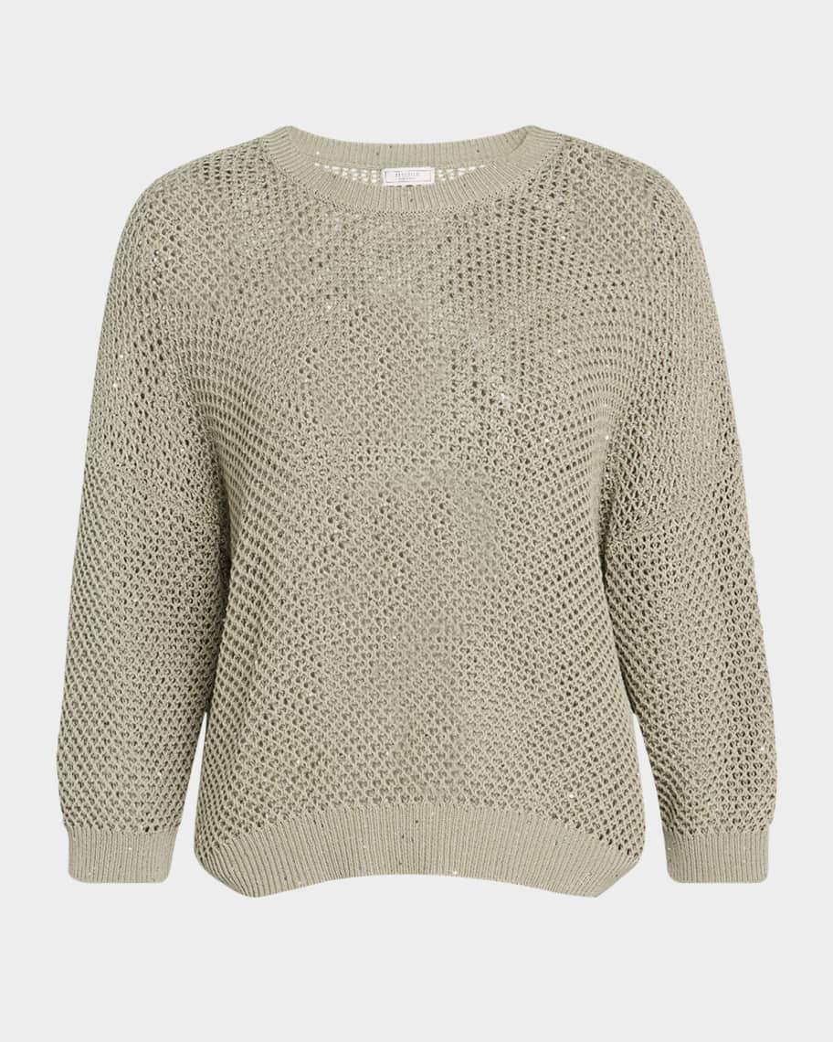 Open-Knit Sequin Crewneck Sweater product image