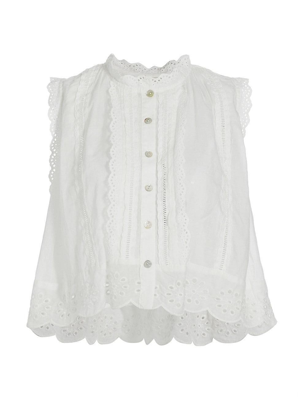 FARM Rio Eyelet Accent Sleeveless High-Low Top Product Image