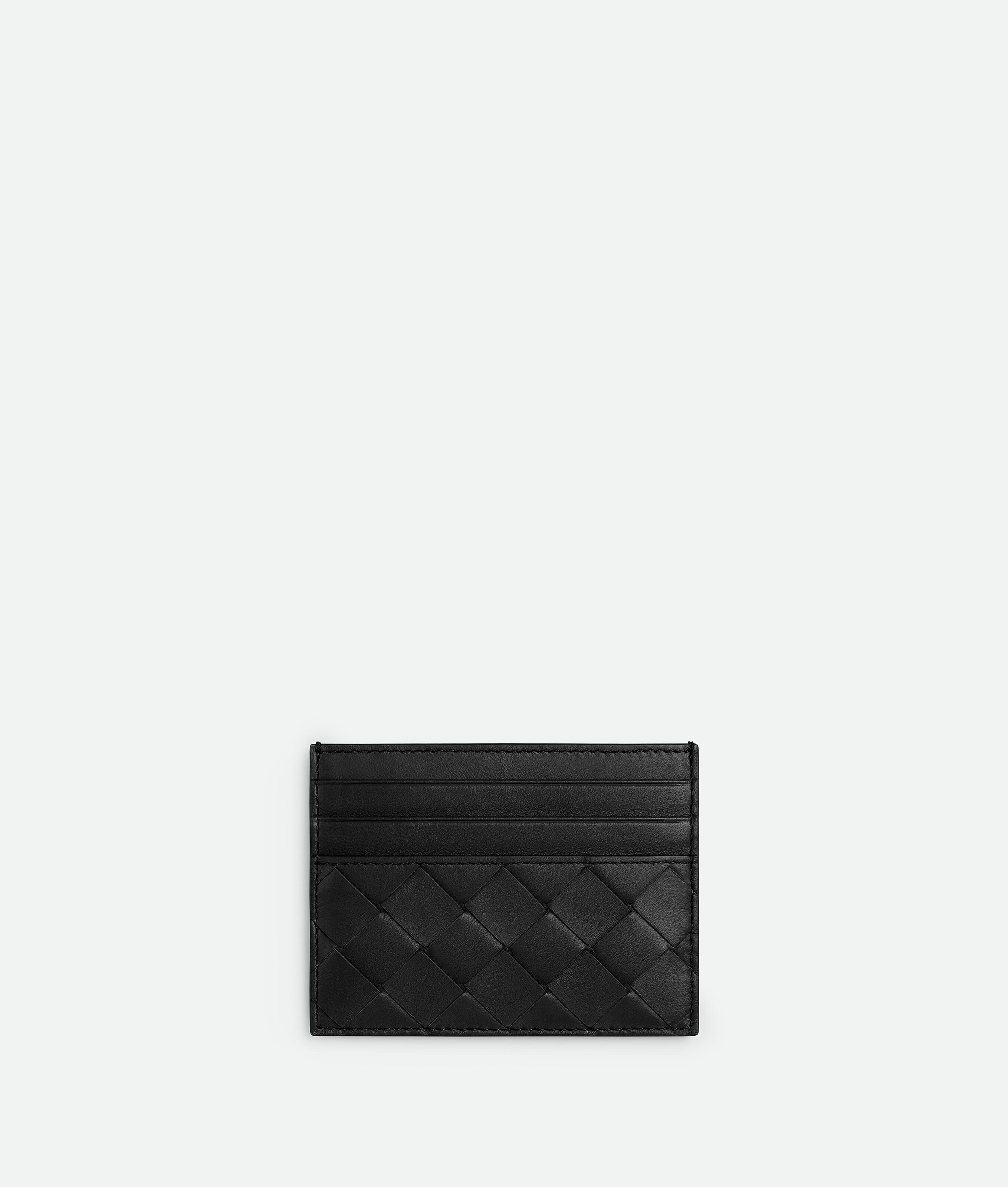 Women's Intrecciato Credit Card Case in Black Product Image