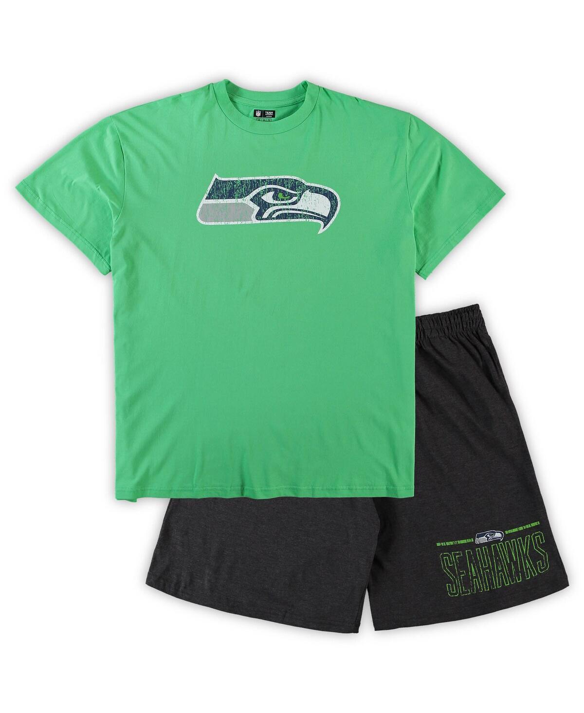 Mens Concepts Sport Neon Green Seattle Seahawks Big and Tall T-shirt and Shorts Set - Neon Green Product Image