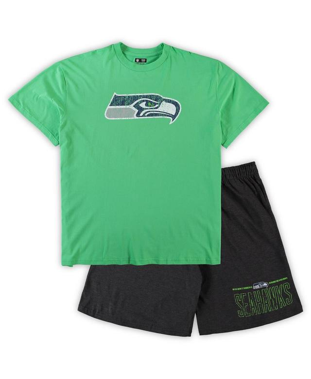 Mens Concepts Sport Neon Green/Heathered Charcoal Seattle Seahawks Big & Tall T-Shirt & Shorts Set Blue BRT GR Product Image