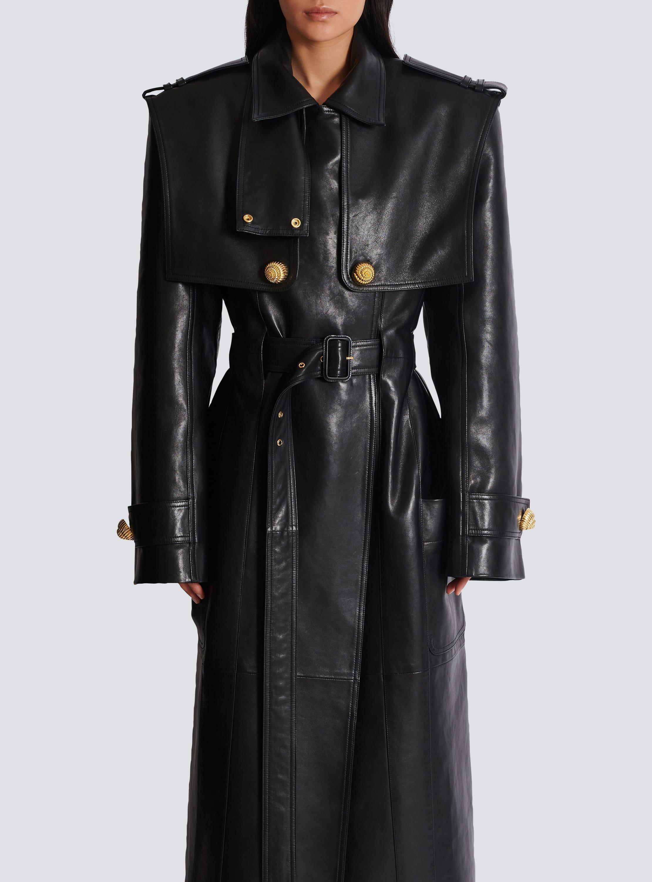 Belted trench coat in lambskin leather Product Image