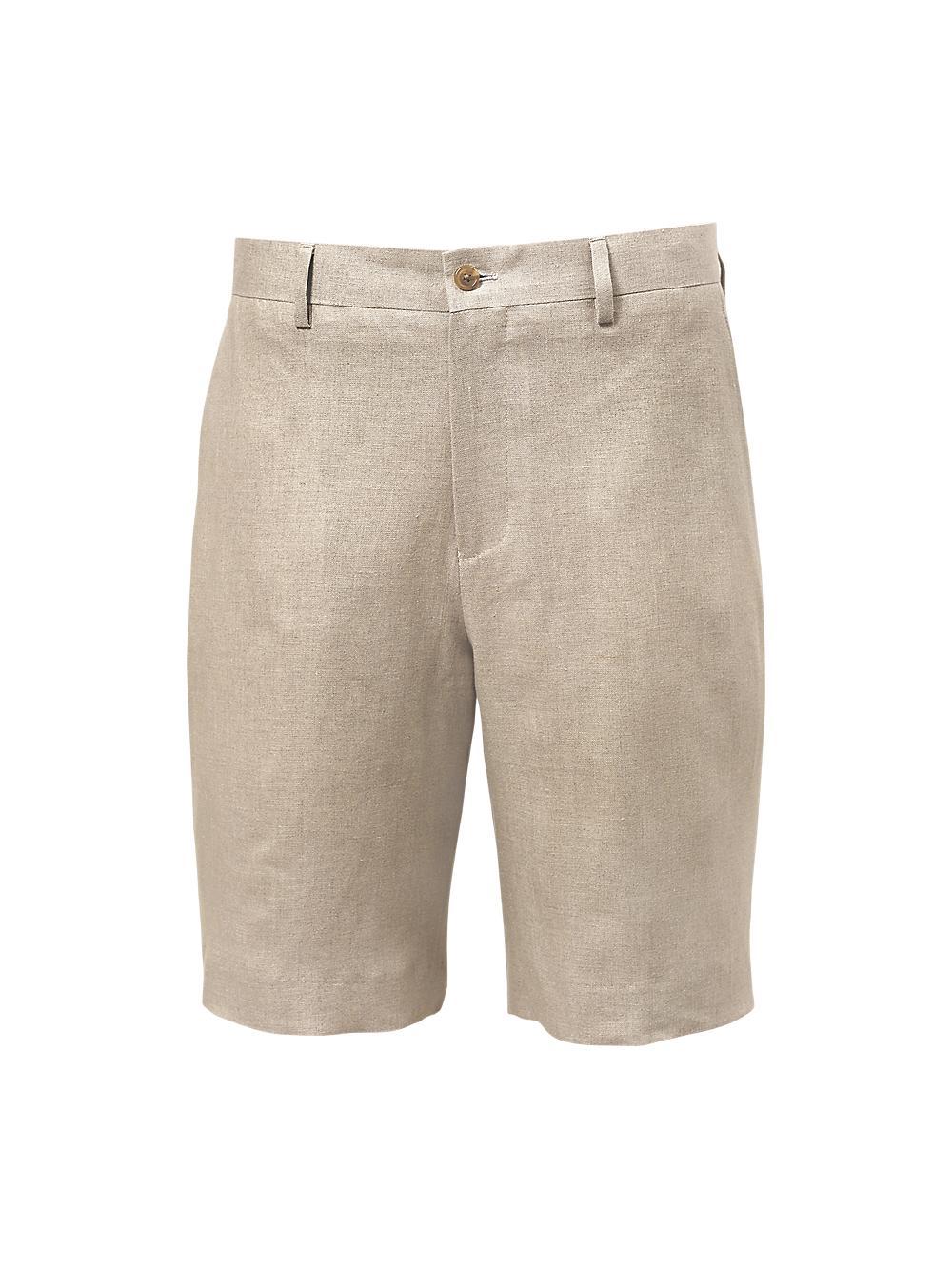 Linen Flat Front Shorts - Indigo Product Image