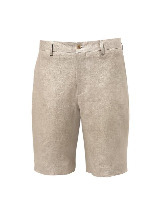 Linen Flat Front Shorts - Indigo Product Image