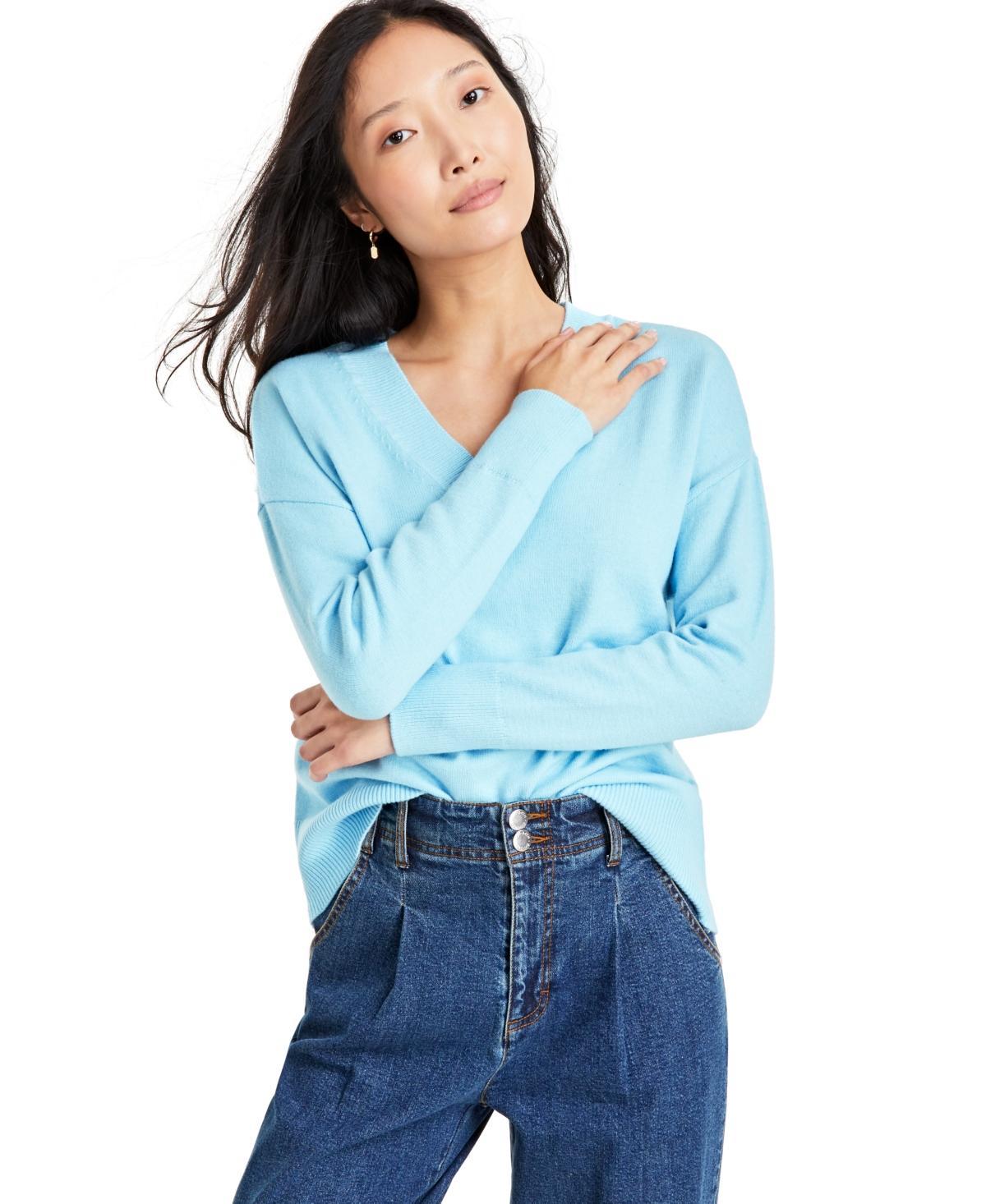 On 34th Womens V-Neck Dropped-Shoulder Sweater, Created for Macys Product Image