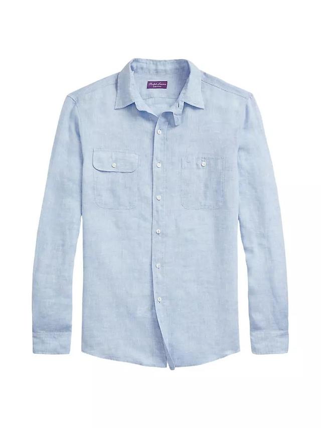 Chambray Linen Long-Sleeve Shirt Product Image