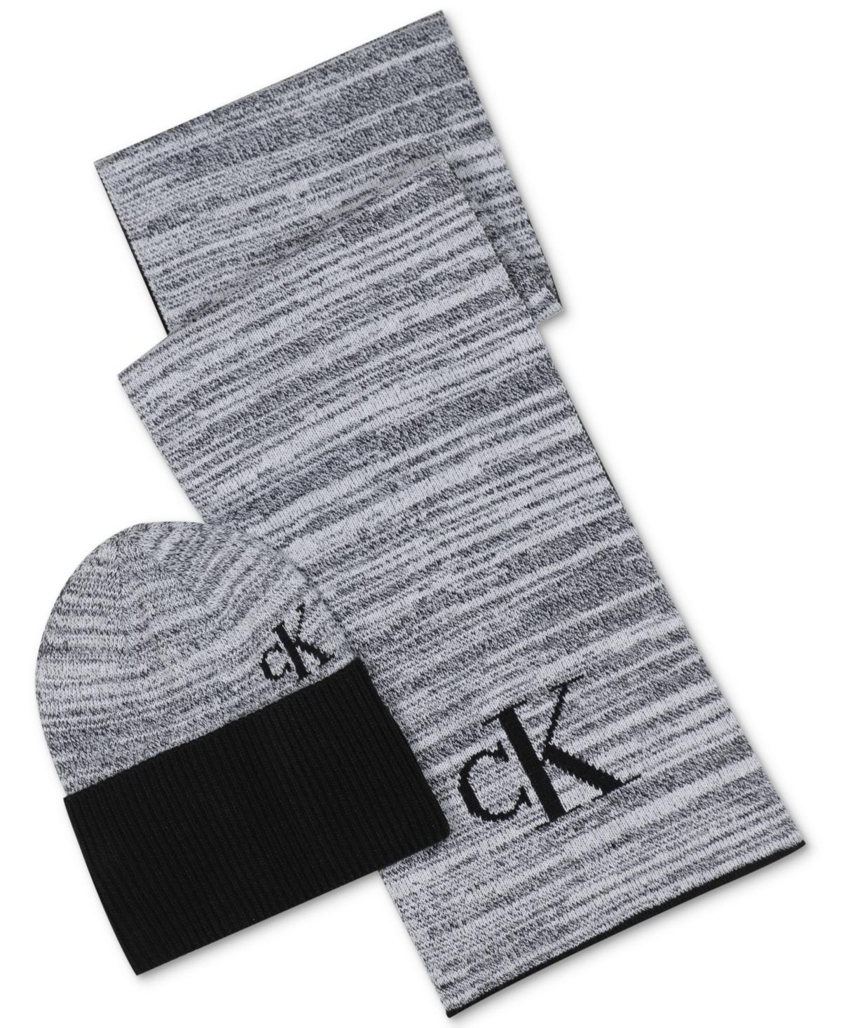 Calvin Klein Mens Marled Scarf & Beanie Hat Gift Set Product Image