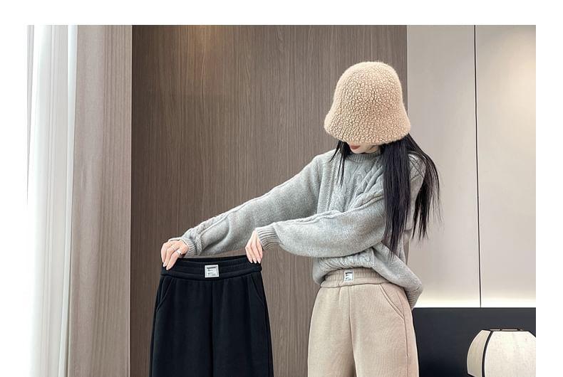 High Waist Plain Loose Fit Sweatpants Product Image