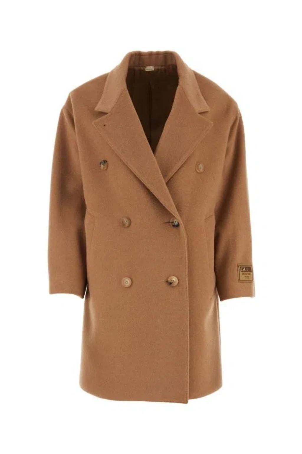 Woman Cappuccino Wool Coat In Brown Product Image