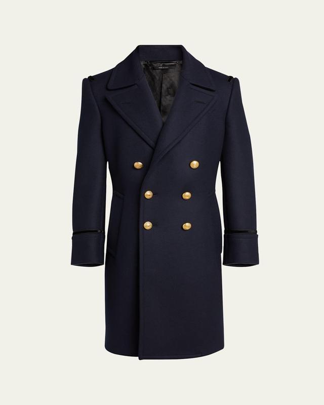 Mens Twill Felt Double-Breasted Coat Product Image