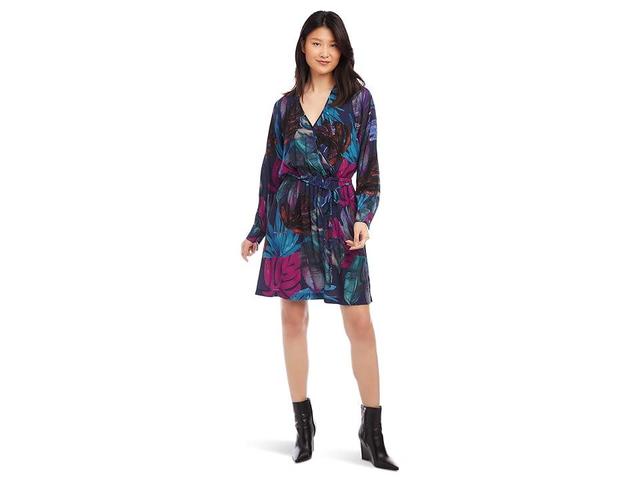 Karen Kane Long Sleeve Faux Wrap Dress (Print) Women's Dress Product Image