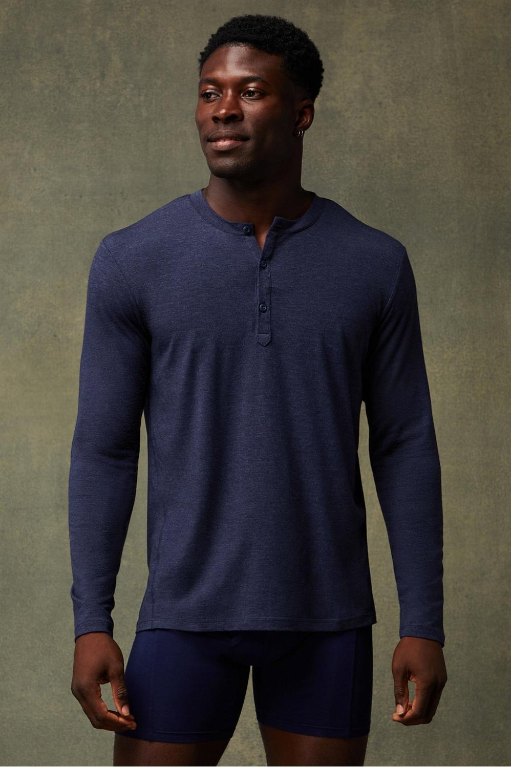 Fabletics Men The RestoreKnit Henley male Classic Navy Size XXL Product Image