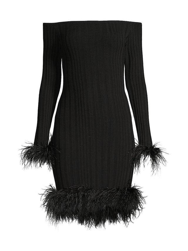 Womens Rosette Feather-Trim Minidress Product Image