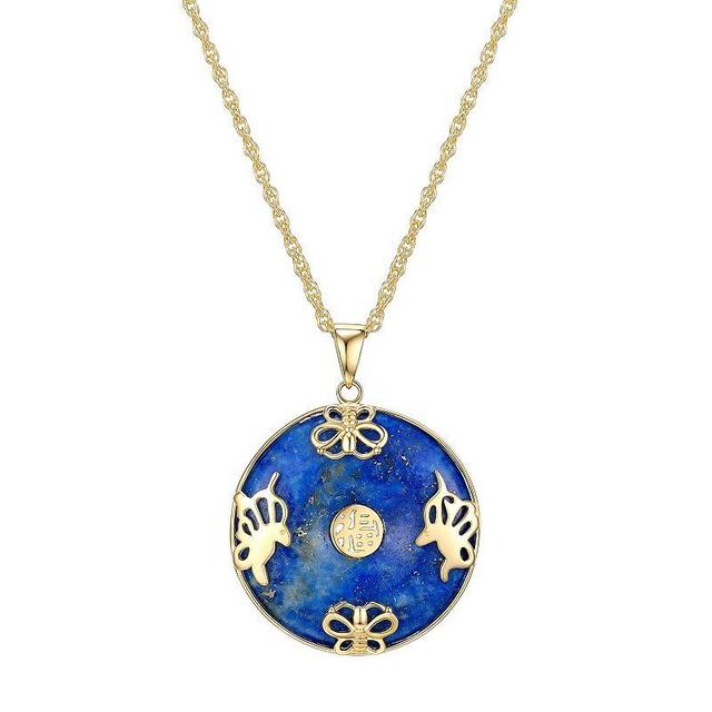 18k Gold Over Sterling Silver Lapis Circle Pendant Necklace, Womens Blue Product Image